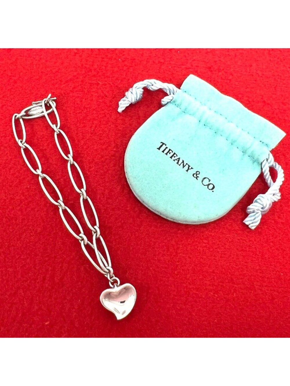 Tiffany & Co Vintage Curved Heart Bracelet 925 Sterling Silver